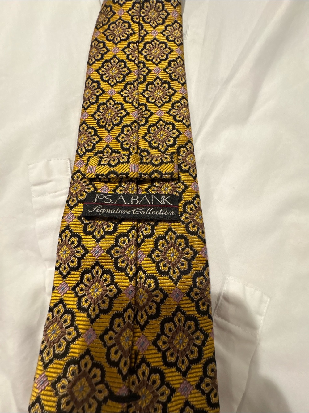 Jos. A. Bank Yellow and Black Geometric Floral Tie